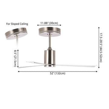 Levi 52" 1-Light Contemporary Minimalist 6-Speed Iron Height Adjustable Integrated LED Ceiling Fan with Remote - JONATHAN Y
